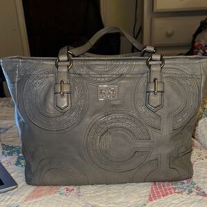Coach Embossed Gray Leather Chelsea Shoulder Bag Tote 17821 (B)